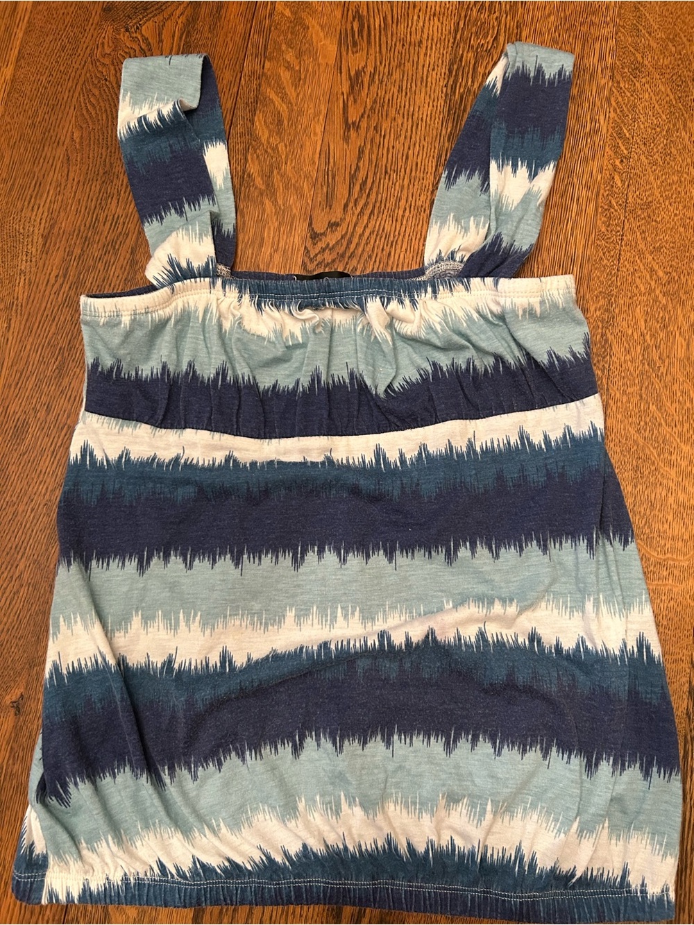 Sam & Max Blue & White Striped Tie-Dye Tank Top, see measurements bust & waist